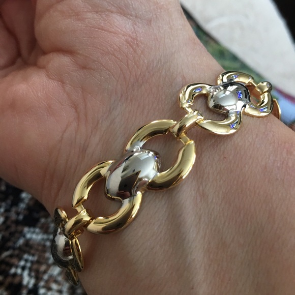 White and yellow gold plated bracelet - Picture 3 of 7